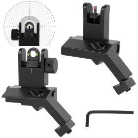 1Set 45 Degree Offset Rear Front Flip Up Sights Fiber Optics Aluminum Sights Tactical Folding Back Up Sight Set With Red Green Dots Fit Picatinny Weav