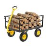 VEVOR 1400 Lbs Steel Garden Cart, Heavy Duty Pullable Garden Wagon Yard Cart