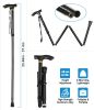 Travel Folding Trekking Hiking Pole,Collapsible Cane Adjustable Walking Stick Portable Mobility Aid for Women Men Hikers Gift,Black