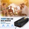 VEVOR Pure Sine Wave Inverter, 2500 Watt Power Inverter, DC 12V to AC 120V Car Inverter, with USB Port, LCD Display