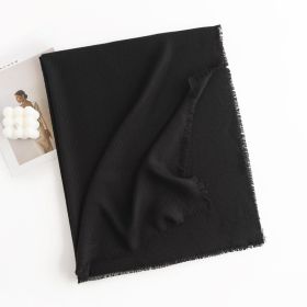 Herringbone Pattern Monochrome Artificial Cashmere Scarf Women's Simple Casual Style Tassel Warm Shawl (Option: FH2358331 Black)