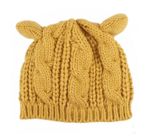 Autumn Winter Cat Ear Knit Beanie (Color: Yellow)