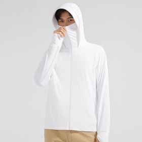 Ice Silk Big Brim Detachable Face Cover Ultraviolet-proof Sun-protective Clothing (Option: Men's Jade White-L)