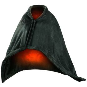 1Pc  59x31in USB Heated Blanket Electric Heated Blanket Heated Poncho Shawl Wrap Throw With Zipper Washable For Home Office No Power Bank Compatible W (Option: Standard)