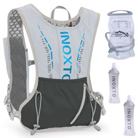 1Pc Sport Hydration Vest Running Backpack With 15oz 50oz Water Bladder Adjustable Strap Storage Bag For Trail Running Marathon Race Hiking (Color: Grey)