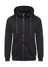 Heavyweight Fleece Zipper Hoodie (Color: Black, size: 3XL)