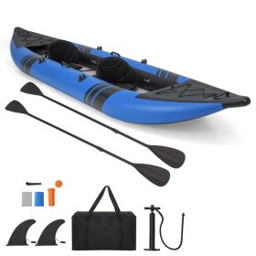 Inflatable 2-person Kayak Set with Aluminium Oars and Repair Kit (Color: Blue)