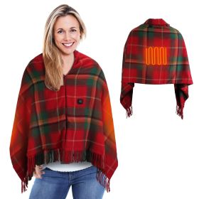 1Pc 79x24In USB Heated Shawl With Teasel Wearable Heating Blanket Electric Throw Wrap Indoor Outdoor With Zipper 3 Heating Levels Machine Washable For (Option: Christmas-With Tassel)