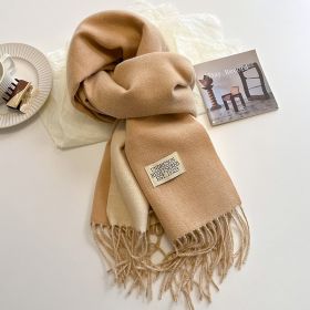 Double-sided Artificial Cashmere Scarf Women's Winter Warm Couple (Option: Khaki Beige-68X200cm)